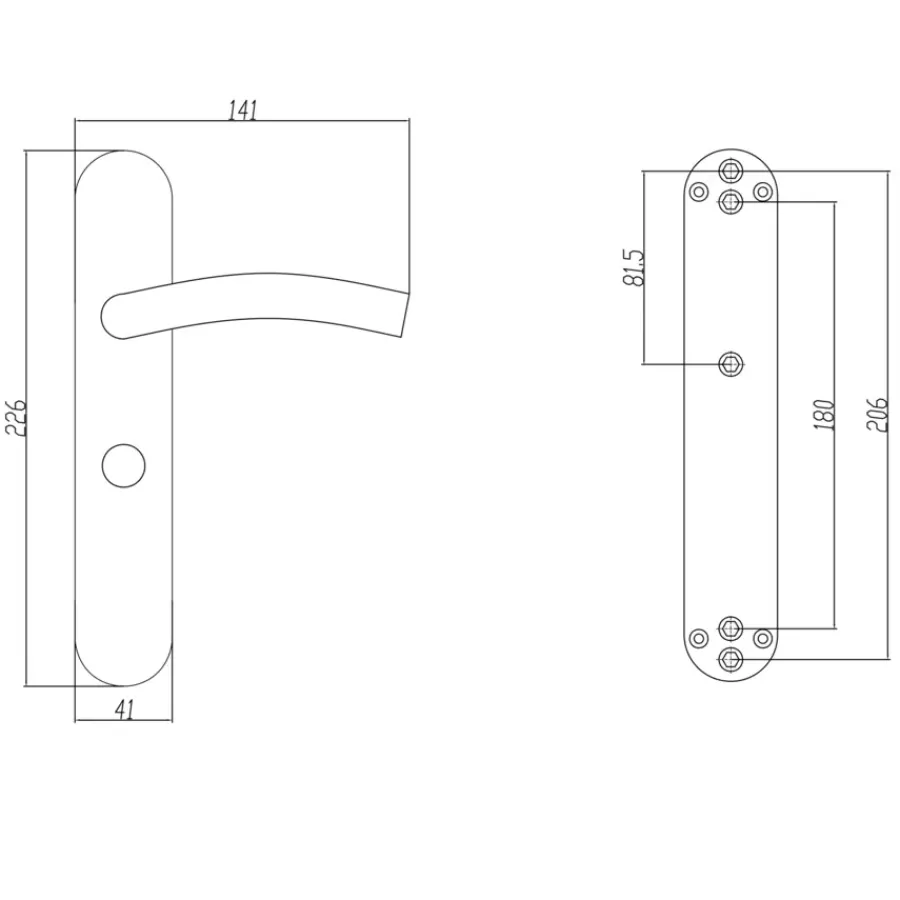 Novidade deurkrukset Hera ovaal schild met vrij-bezet sluiting 63/8 mm RVS Sale