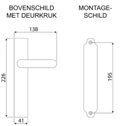 Novidade deurkrukset Porto ovaal blind schild zwart RVS Sale