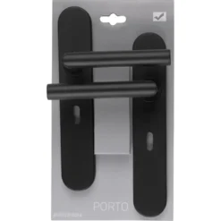 Novidade deurkrukset Porto ovaal schild met sleutelgat 56 mm zwart RVS Online