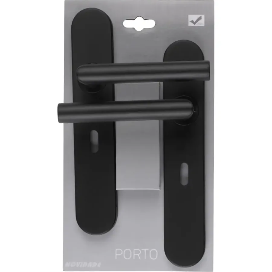 Novidade deurkrukset Porto ovaal schild met sleutelgat 56 mm zwart RVS Online