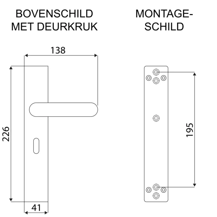 Novidade deurkrukset Porto ovaal schild met sleutelgat 56 mm zwart RVS Online