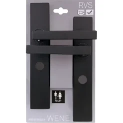 Novidade deurkrukset Wenen recht schild met vrij-bezet sluiting 63/8 mm zwart RVS Outlet