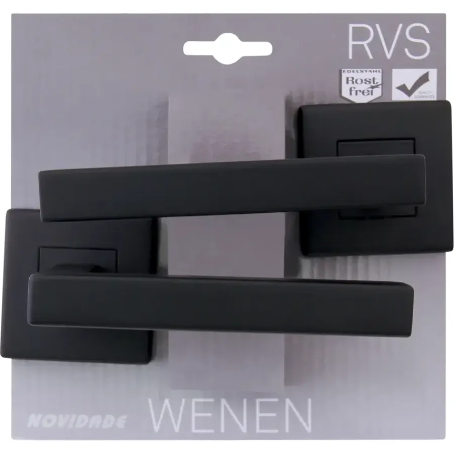 Novidade deurkrukset Wenen vierkant rozet zwart RVS Sale