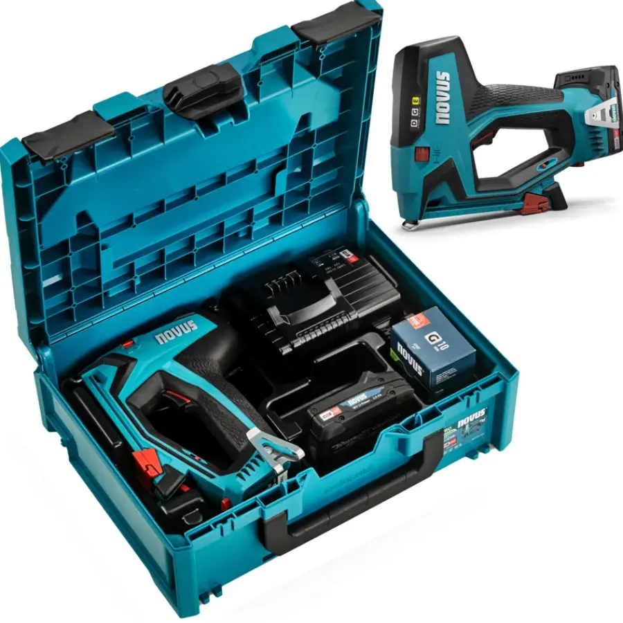 Novus 18V tacker J-551 systembox incl. 2.0Ah accu + oplader en draadnieten Online