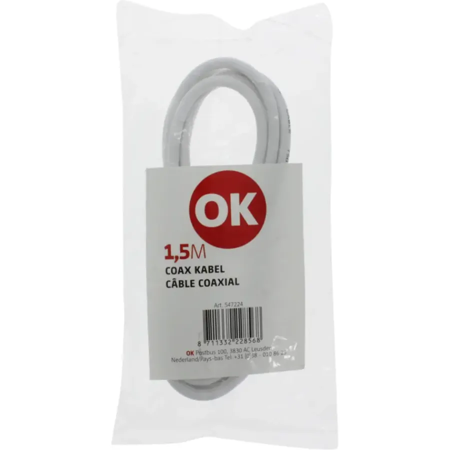 OK Coax Snoer 1,5 Meter Wit Outlet