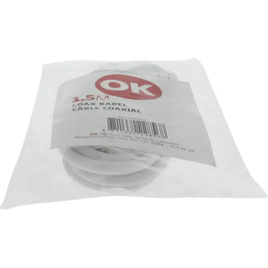 OK Coax Snoer 1,5 Meter Wit Outlet
