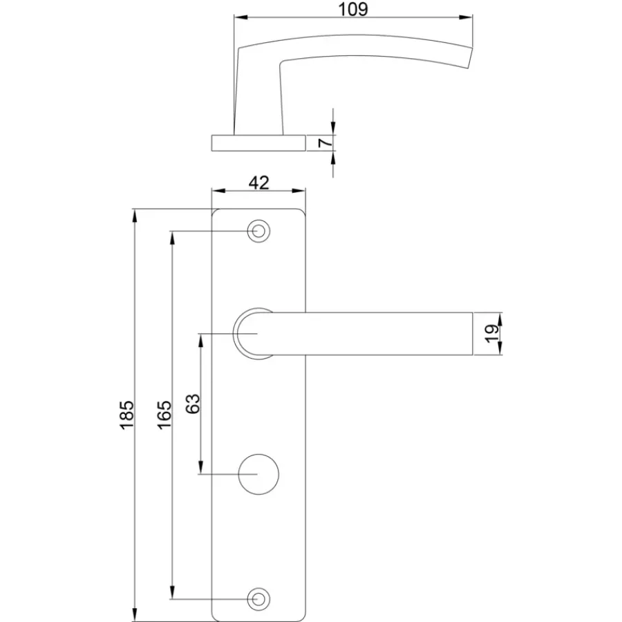 OK deurkruk set Bl recht schild vrij-bezet sluiting 63/8 mm zwart aluminium Online