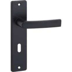 OK deurkruk set Bl recht schild sleutelgat 56 mm zwart aluminium Online