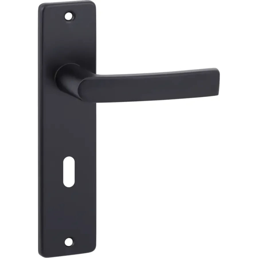 OK deurkruk set Bl recht schild sleutelgat 56 mm zwart aluminium Online