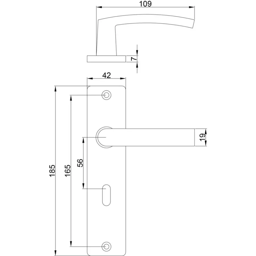OK deurkruk set Bl recht schild sleutelgat 56 mm zwart aluminium Online