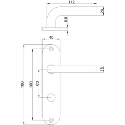 OK deurkrukset Ovaal kortschild WC 63/8mm aluminium zwart Hot