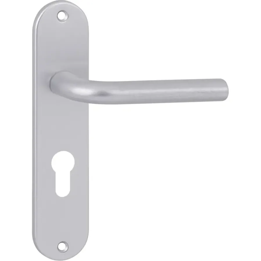 OK deurkruk set ovaal schild profielcilindergat 55 mm aluminium Hot