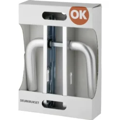 OK deurkruk set ovaal schild sleutelgat 56 mm aluminium Clearance