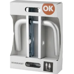 OK deurkruk set ovaal schild vrij-bezet sluiting 63/8 mm aluminium Discount