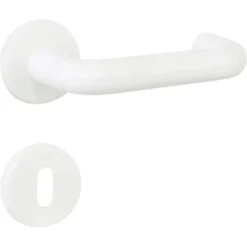OK deurkruk set rond rozet wit plastic