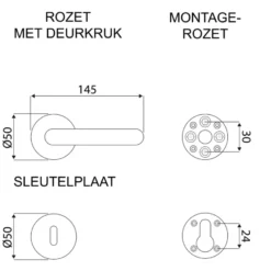 OK deurkruk set rond rozet wit plastic