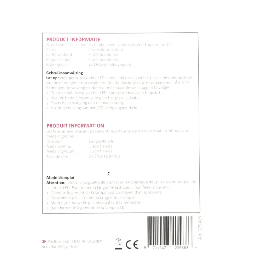 OK fietsverlichtingset easy fix Sale