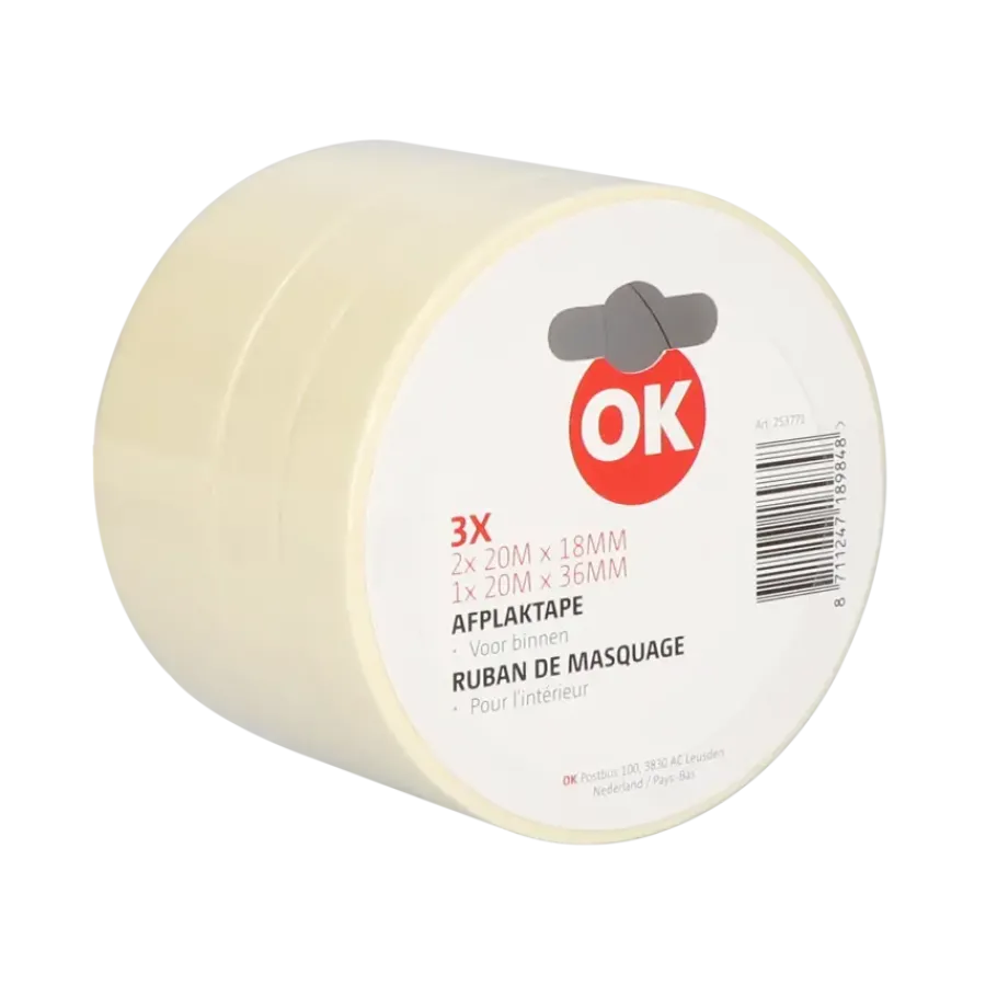 OK set met 3 schilderstapes (2 stuks 18 mm) (1 stuk 36 mm) Outlet
