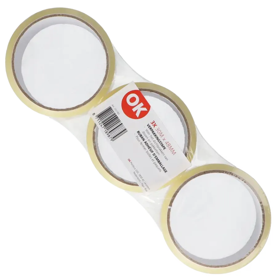 OK set met 3 verpakkingstapes 30 m x 48 mm New