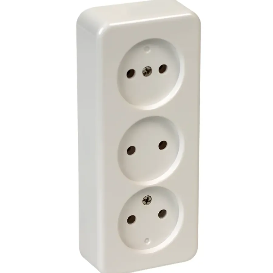 OK stopcontact opbouw 3-voudig wit Discount