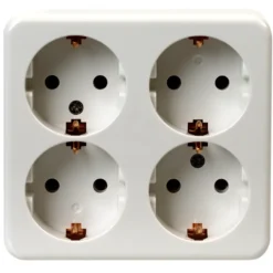 OK 4-voudig geaard stopcontact opbouw wit