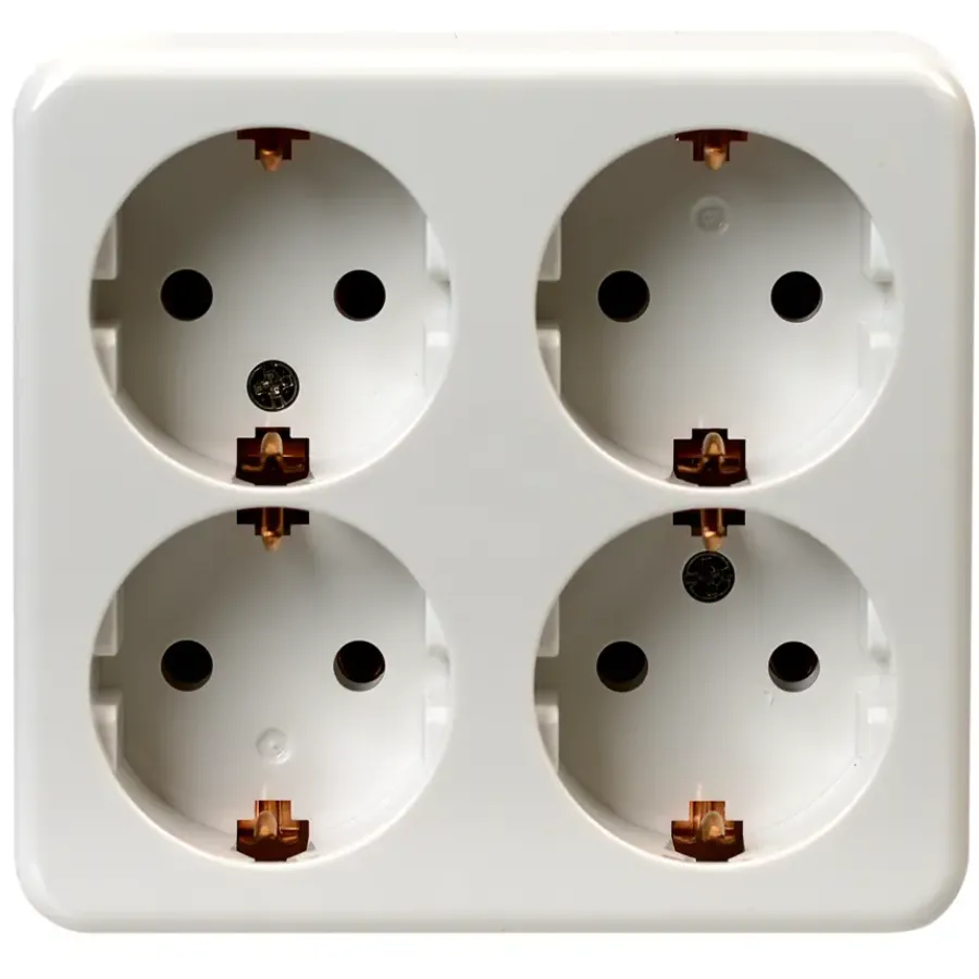 OK 4-voudig geaard stopcontact opbouw wit