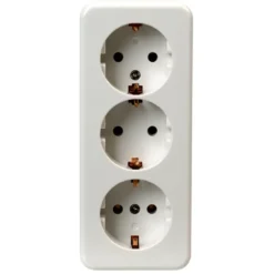OK 3-voudig geaard stopcontact opbouw wit