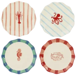 Ontbijtbord rood 4 assorti - h2xd21cm - per stuk