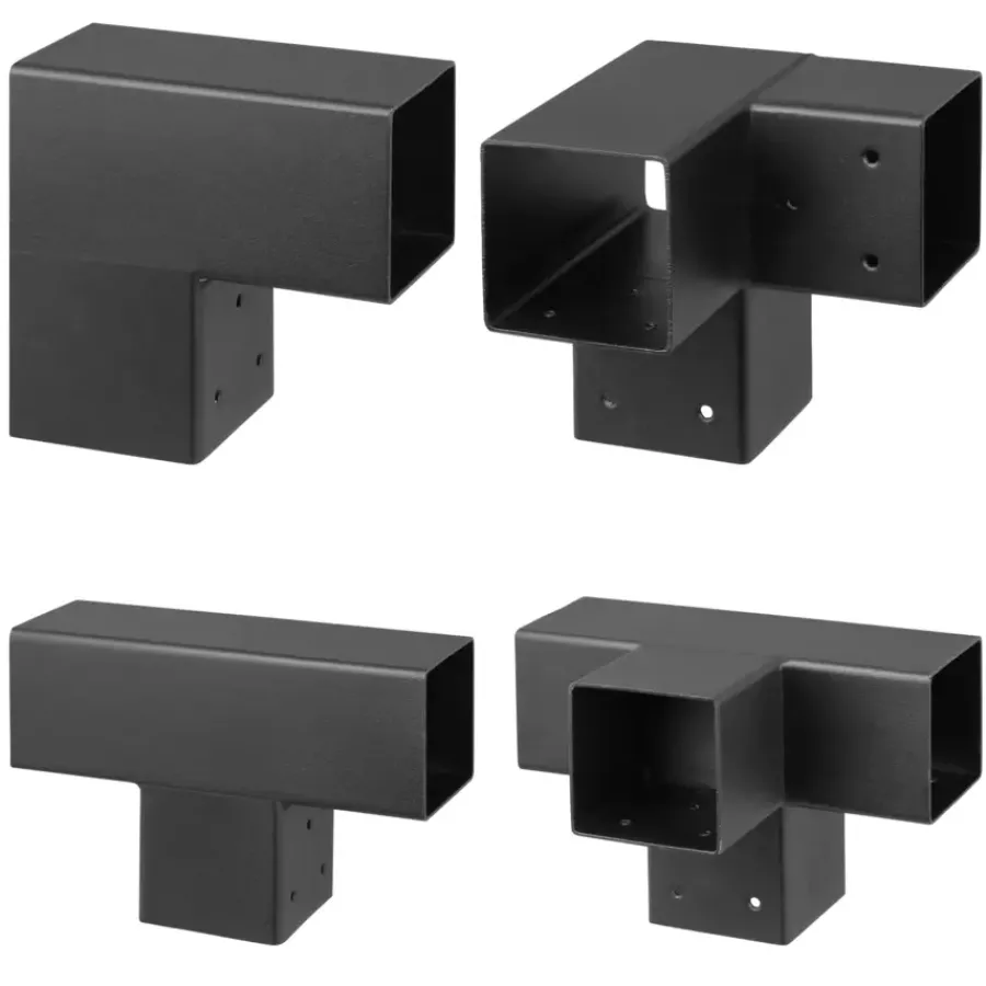Geen Paalverbinder voor pergola hoekstuk 2-kants 9x9 cm zwart Online