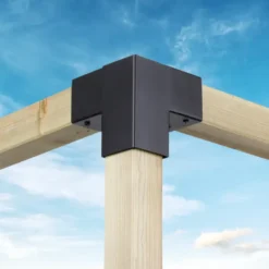 Geen Paalverbinder voor pergola hoekstuk 3-kants 9x9 cm zwart Online