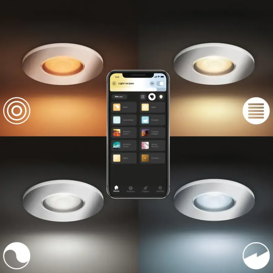 Philips Hue badkamerinbouwspot Adore chroom - warm tot koelwit licht 4.2W - 1 spot