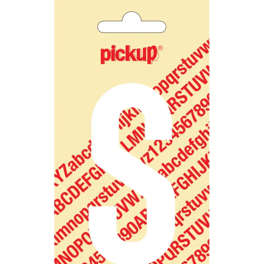 Pickup plakletter S wit mat 90 mm