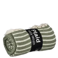 Plaid streep d.groen - l180xb130cm