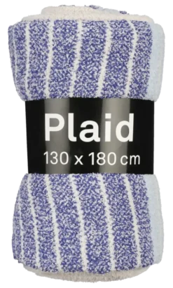 Plaid streep l.blauw - l180xb130cm