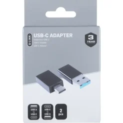 Q-link adapter 1x USB-C/A en 1x USB-A/C zwart Hot
