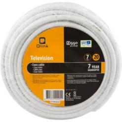 Q-link coax kabel 20 meter wit kabelkeur Outlet