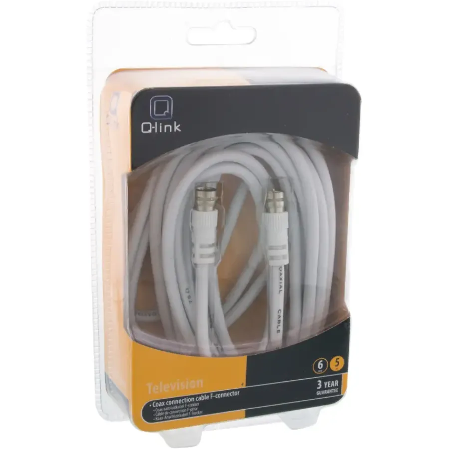 Q-link coax kabel RG59 met F-connector 5 meter wit Best