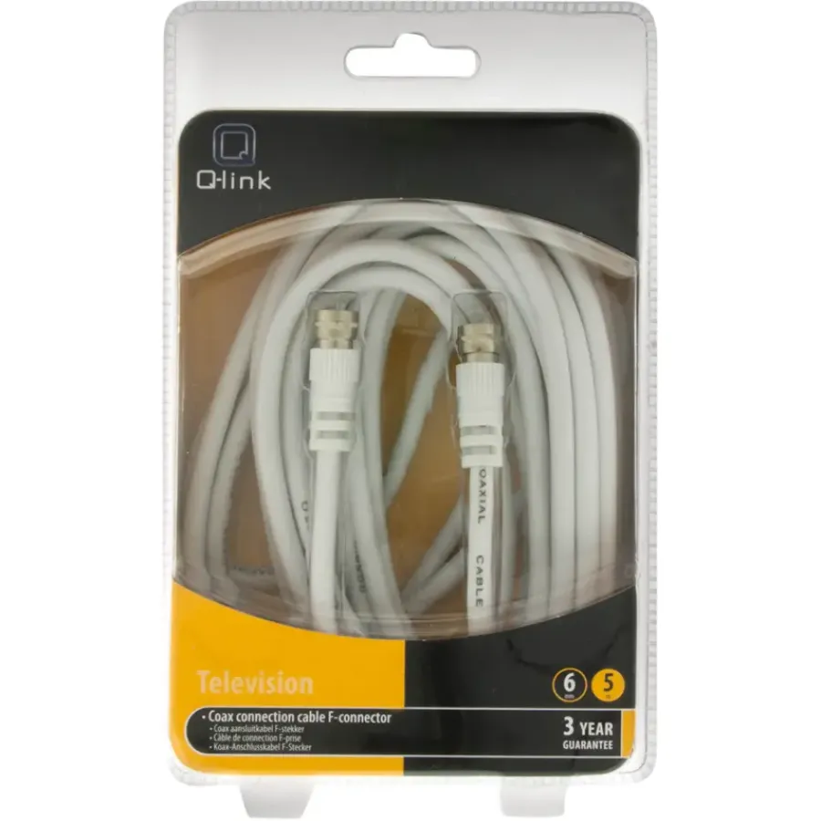 Q-link coax kabel RG59 met F-connector 5 meter wit Best
