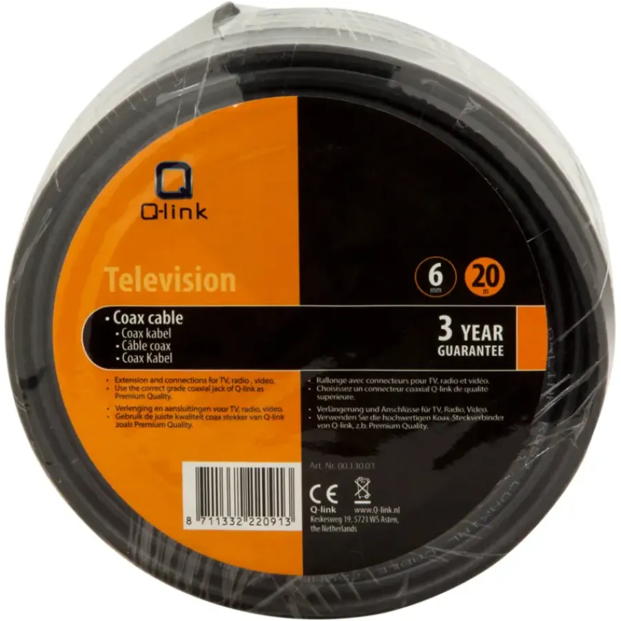 Q-link coax kabel satelliet 20 meter zwart Sale