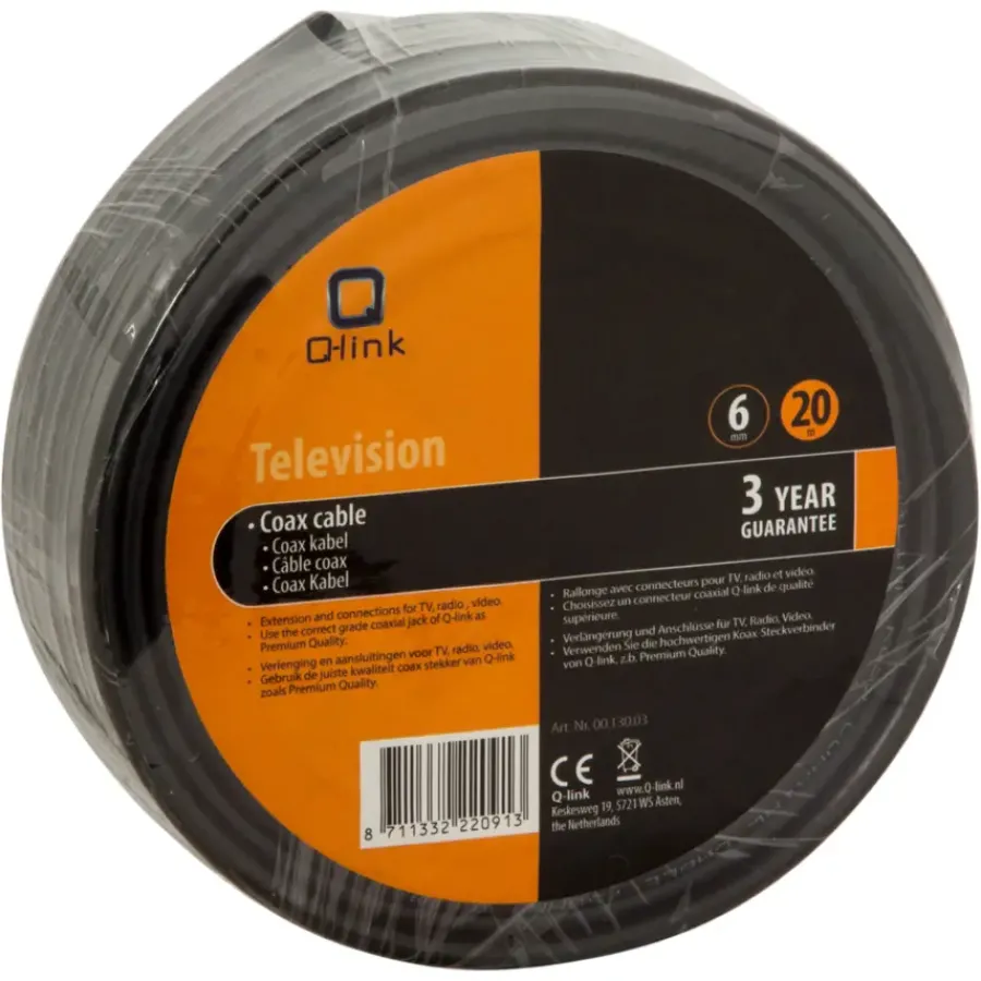 Q-link coax kabel satelliet 20 meter zwart Sale