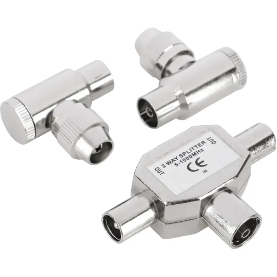 Q-link coax splitter tv 2 male/female haaks Hot