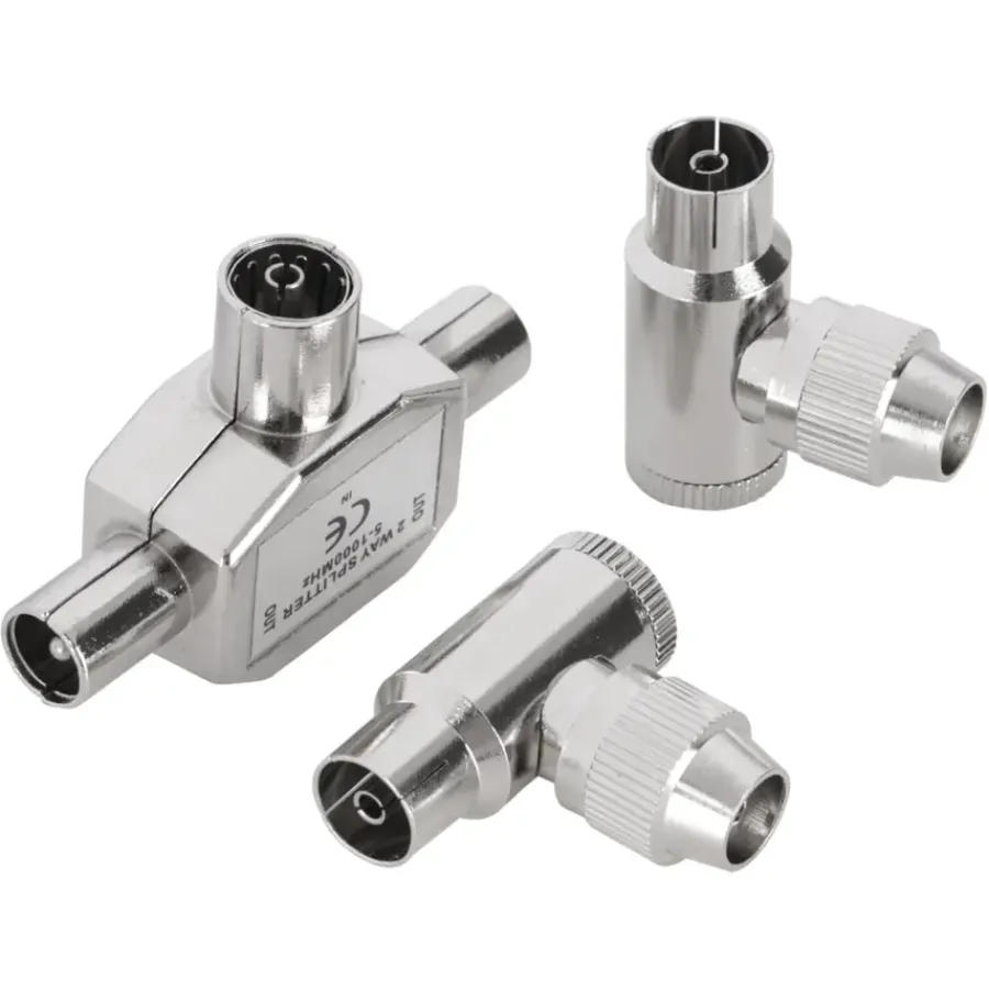 Q-link coax splitter tv 2 male/female haaks Hot
