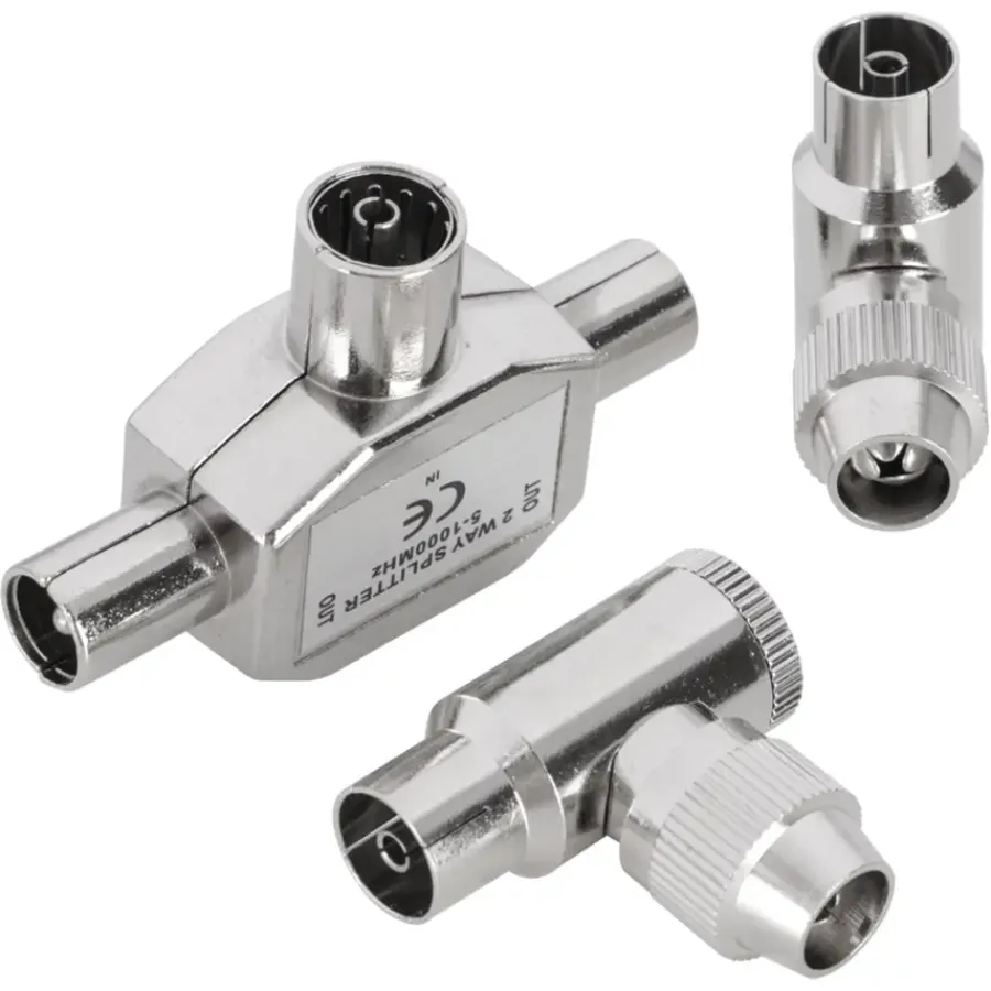 Q-link coax splitter tv 2 male/female haaks Hot