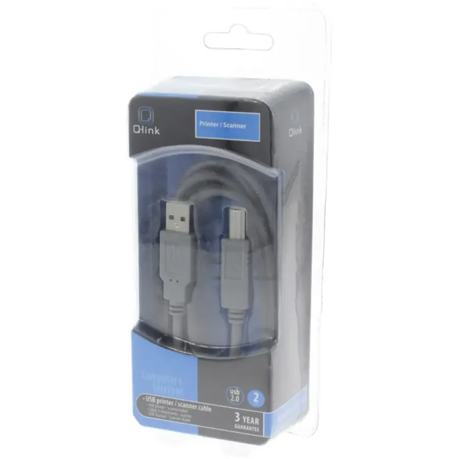 Q-link USB kabel 2.0 printer/scanner 2 meter grijs Hot