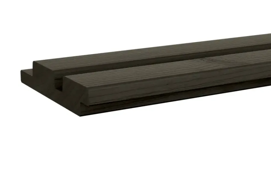 Geen Rhombusprofiel vuren hout antraciet geschaafd 180 x 14,5 x 2,8 cm New