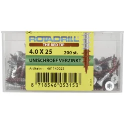 Rotadrill Torx schroeven platkop verzinkt 4,0x25 mm - 200 stuks