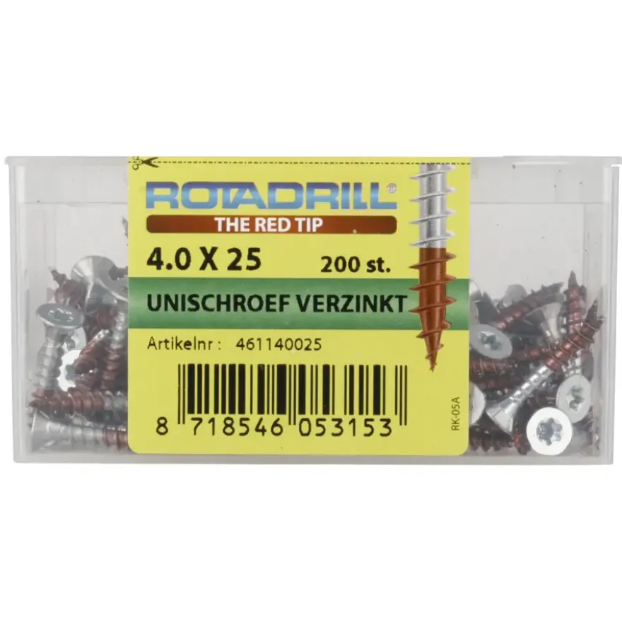 Rotadrill Torx schroeven platkop verzinkt 4,0x25 mm - 200 stuks