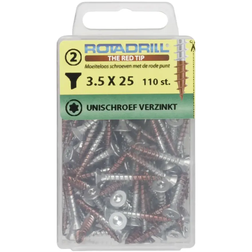 Rotadrill Torx schroeven platkop verzinkt 3,5x25 mm - 110 stuks