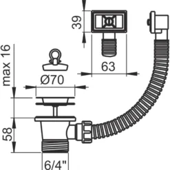 Sanivesk Afvoerplug 6/4 + Overloop Hot