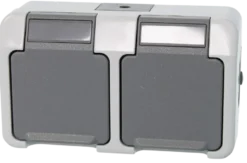 Schneider Electric Aquastar spatwaterdicht geaard stopcontact dubbel horizontaal New